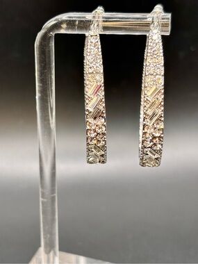 Silver Crystal Pavé Hoop Earrings - Sparkling Silver
